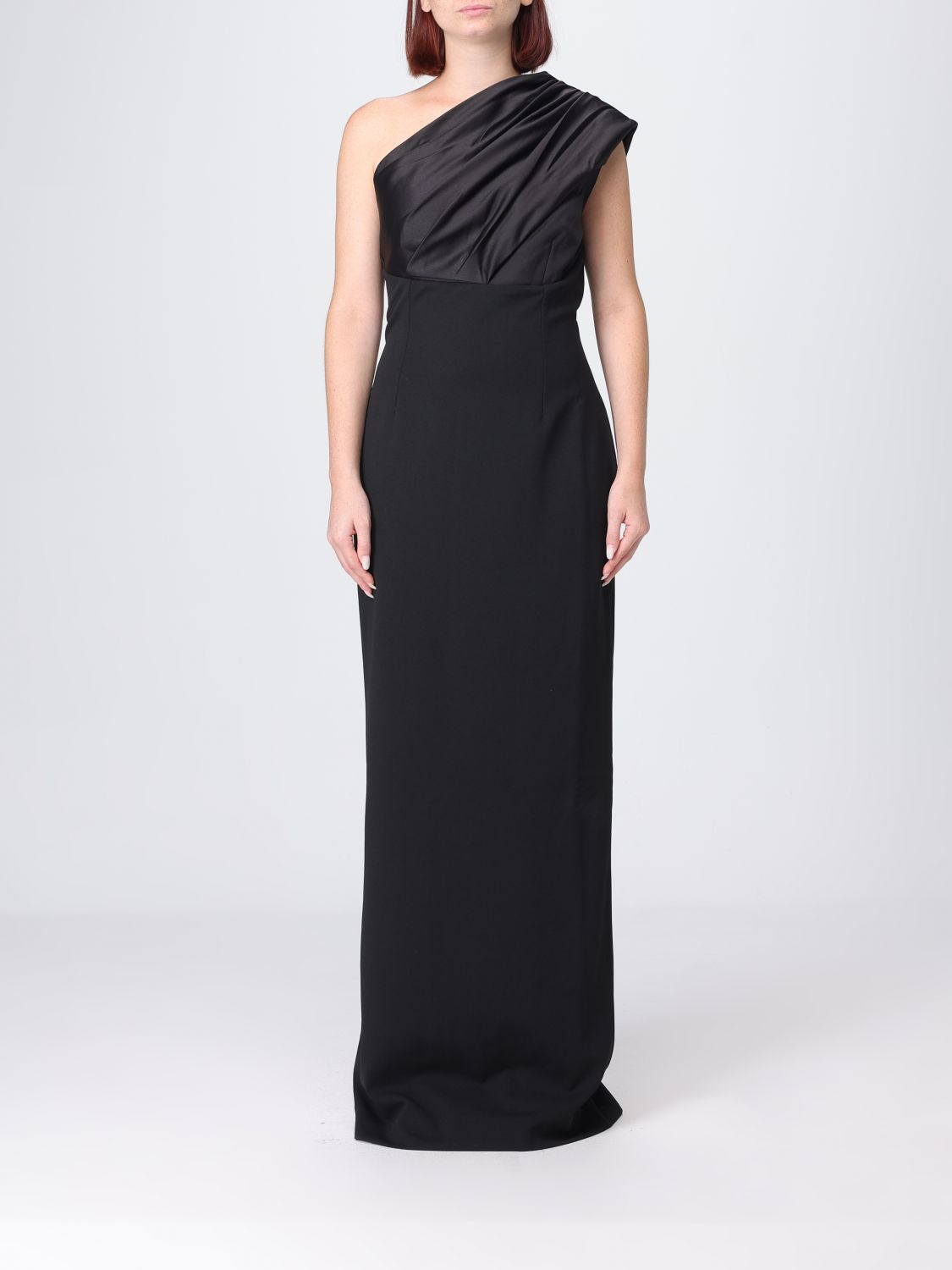 Solace London One-Shoulder Satin Long Gown With Back Slit SOLACE LONDON