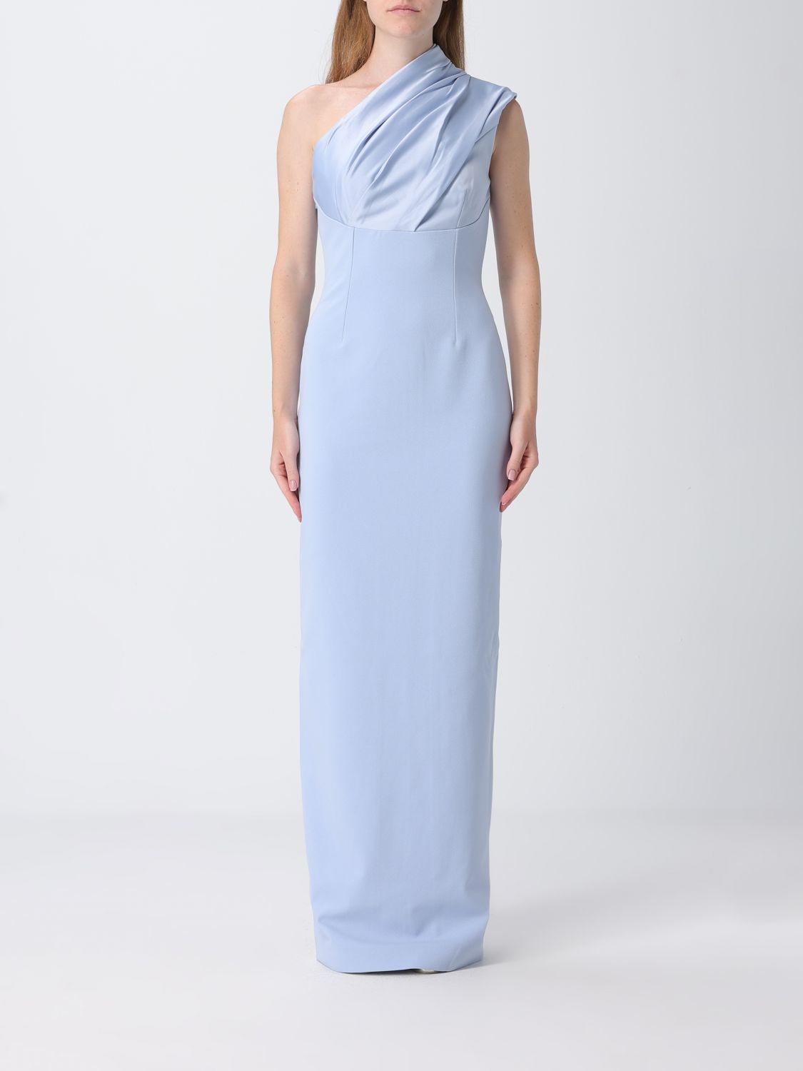Solace London One-Shoulder Satin Long Gown With Back Slit SOLACE LONDON