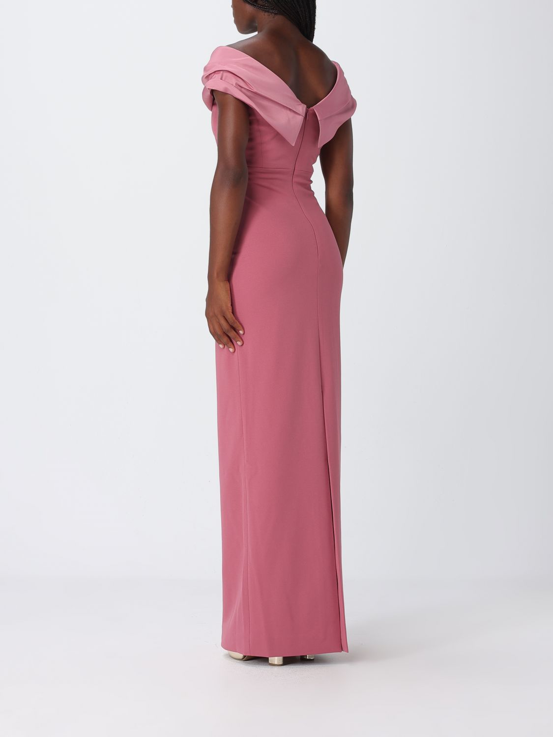 Adele Off-The-Shoulder Draped Satin Long Evening Gown Solace London SOLACE LONDON