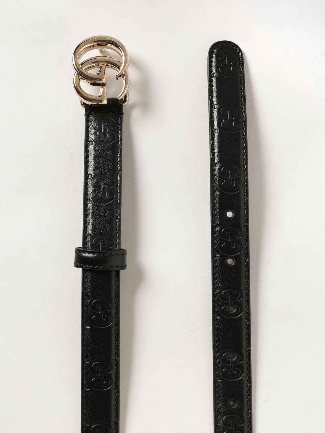 Gg Marmont Smooth Calfskin Leather Gucci Belt With Monogram Buckle GUCCI