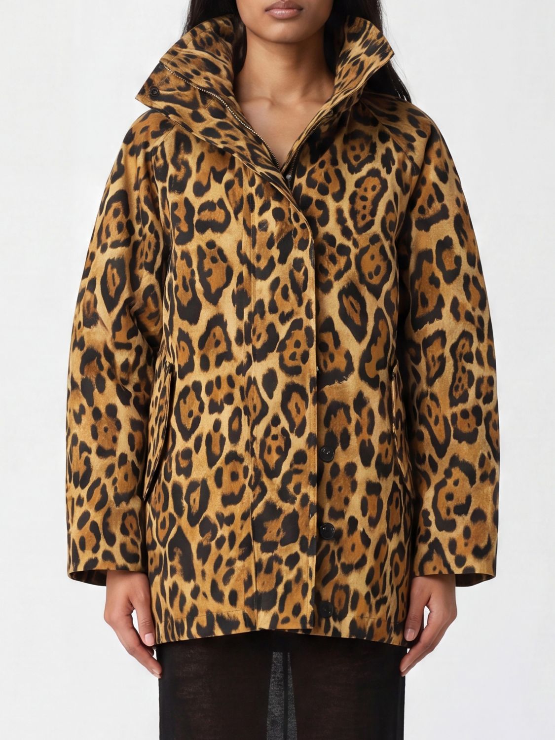 AlaiA Women Alaia Safari-Style Single-Breasted Short Coat In Animal Print Twill ALAIA
