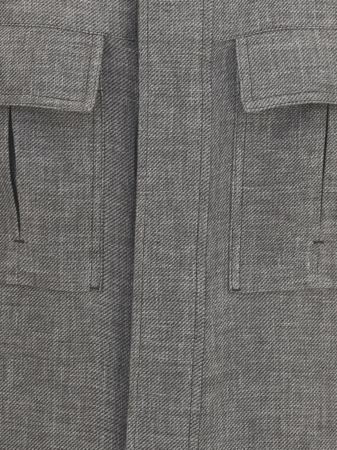Zegna Men Lightweight Linen And Cashmere Jacket Zegna With High Neck And Concealed Closure ZEGNA