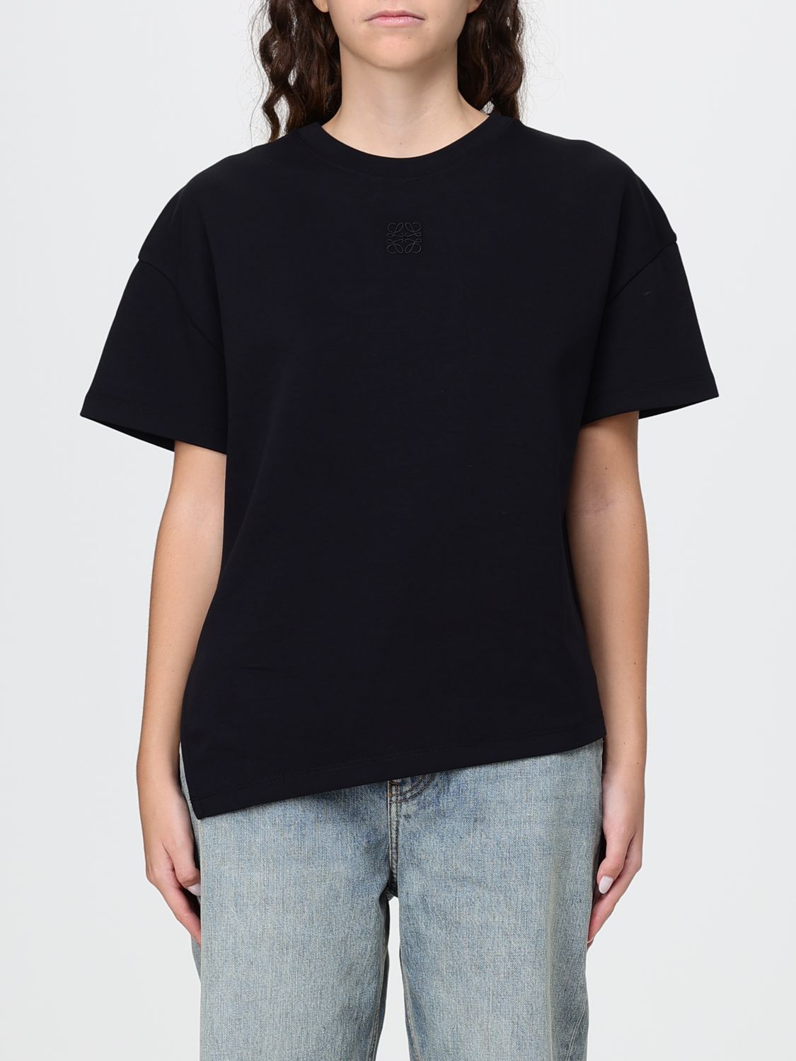Loewe Women Asymmetrical Hem Cotton Crew-Neck T-Shirt Loewe With Short Sleeves LOEWE