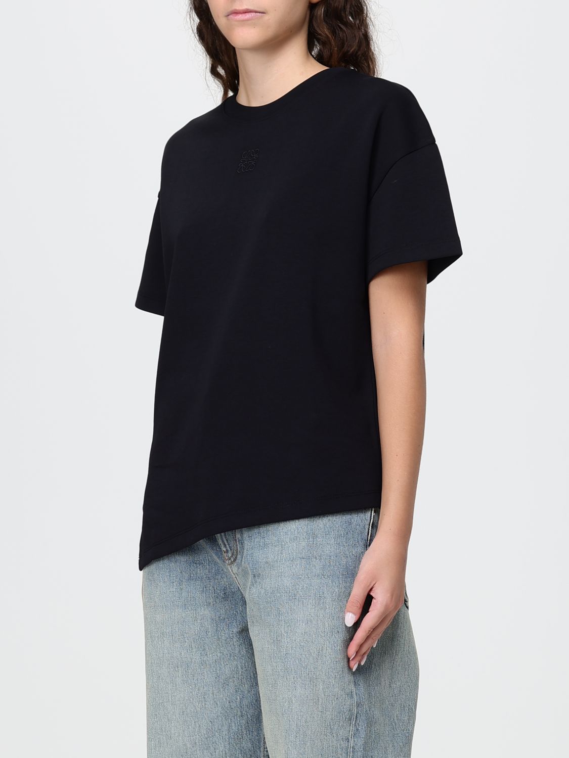 Loewe Women Asymmetrical Hem Cotton Crew-Neck T-Shirt Loewe With Short Sleeves LOEWE