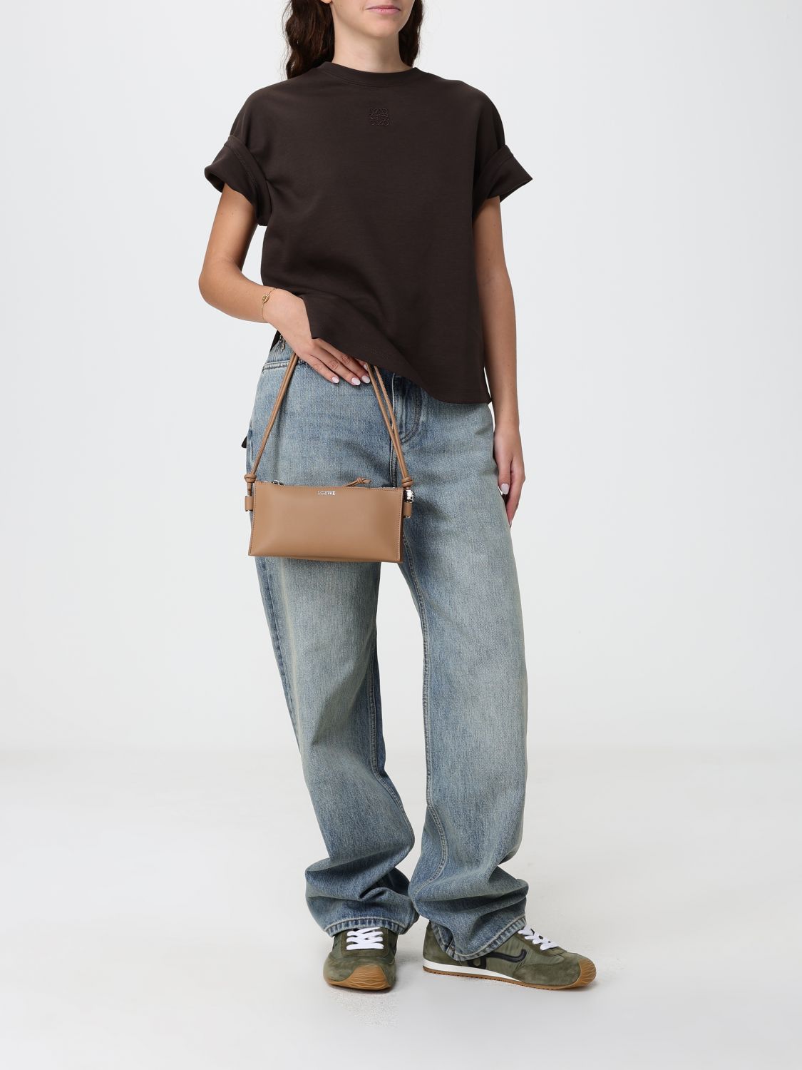 Loewe Women Asymmetrical Hem Cotton Crew-Neck T-Shirt Loewe With Short Sleeves LOEWE
