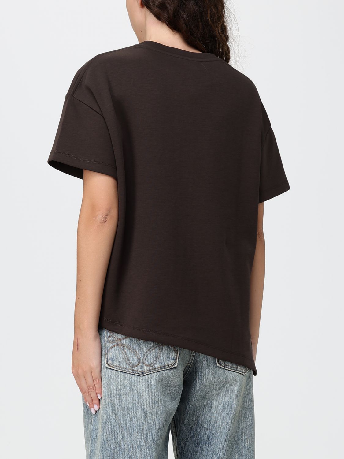 Loewe Women Asymmetrical Hem Cotton Crew-Neck T-Shirt Loewe With Short Sleeves LOEWE