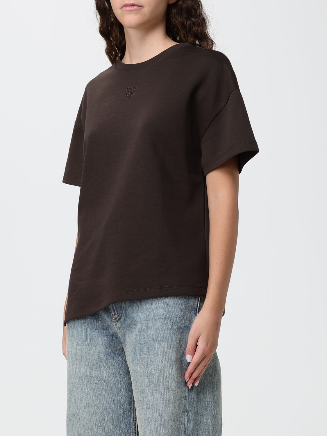 Loewe Women Asymmetrical Hem Cotton Crew-Neck T-Shirt Loewe With Short Sleeves LOEWE