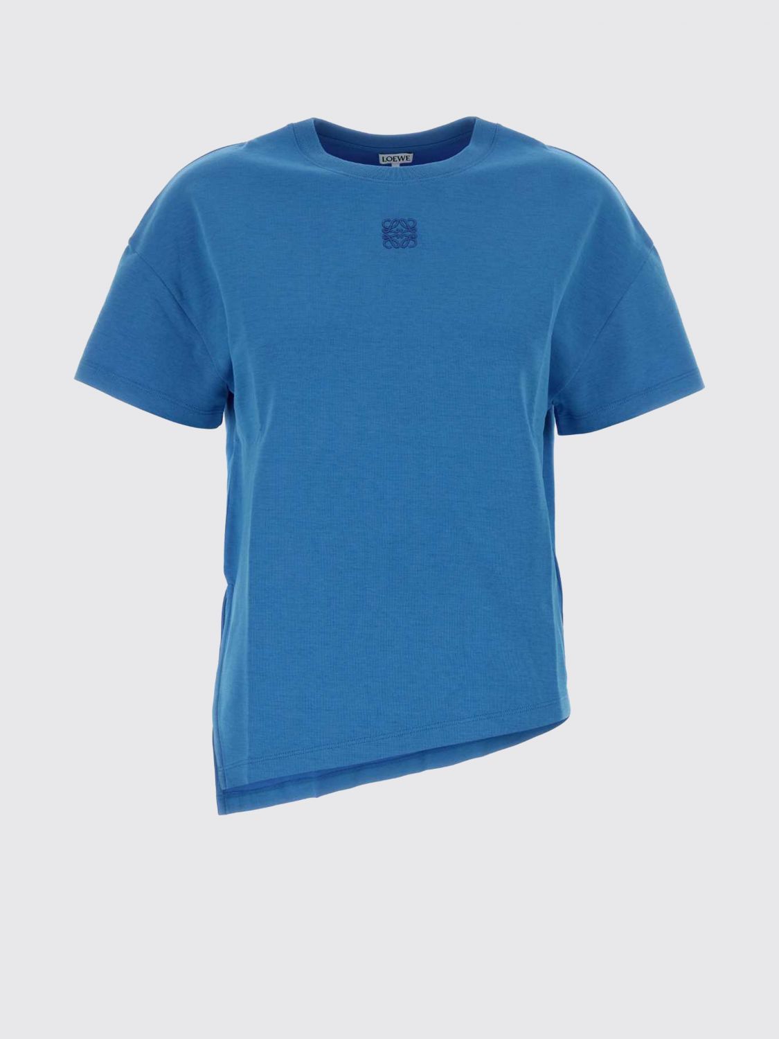 Loewe Women Asymmetrical Hem Cotton Crew-Neck T-Shirt Loewe With Short Sleeves LOEWE