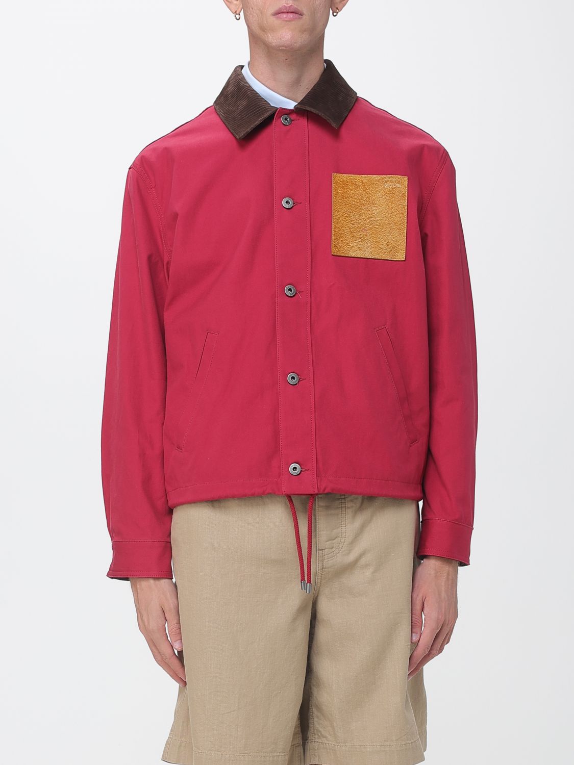 Loewe Men Loewe Workwear Cotton Jacket With Velvet Contrast Collar LOEWE