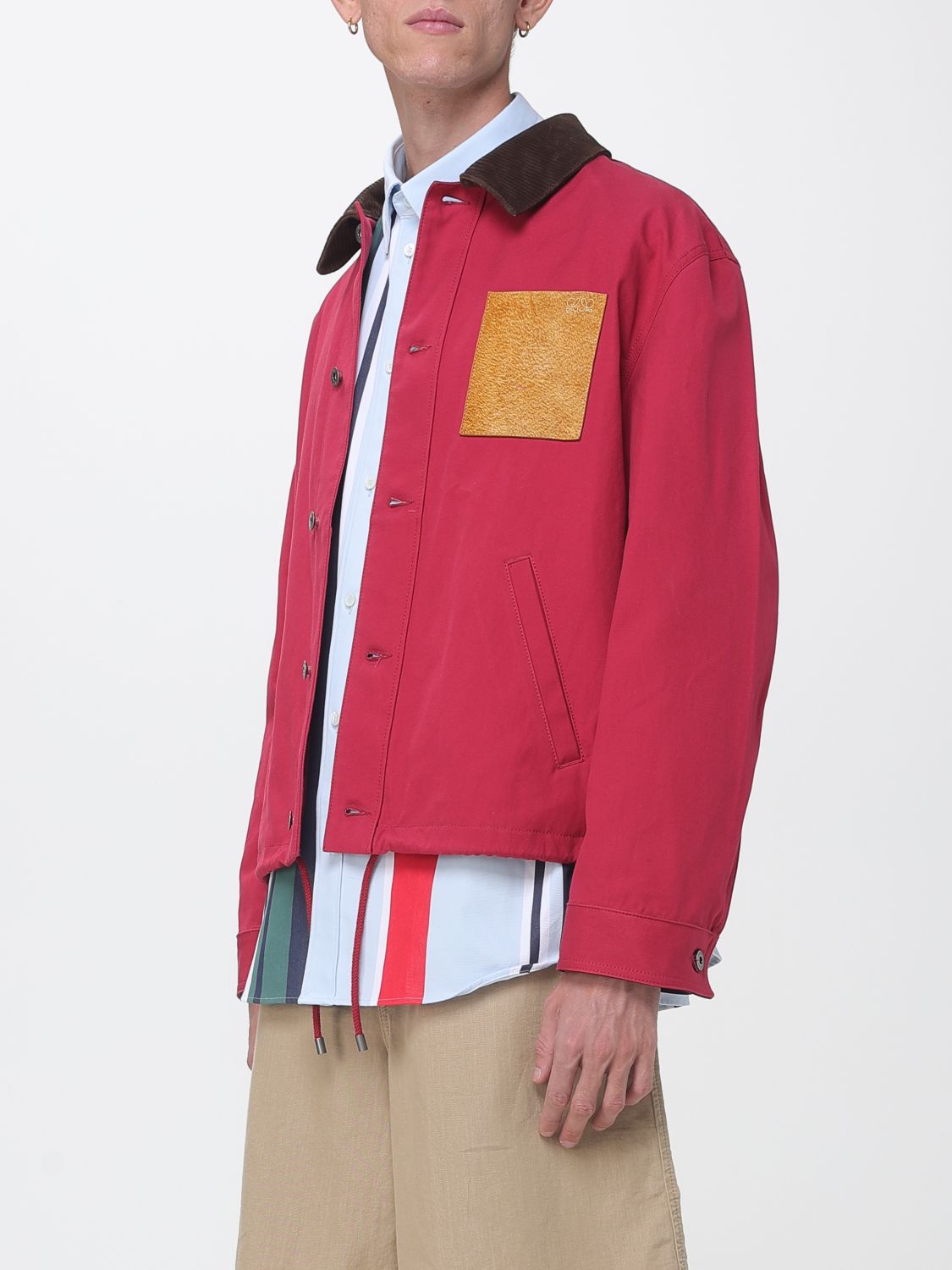 Loewe Men Loewe Workwear Cotton Jacket With Velvet Contrast Collar LOEWE