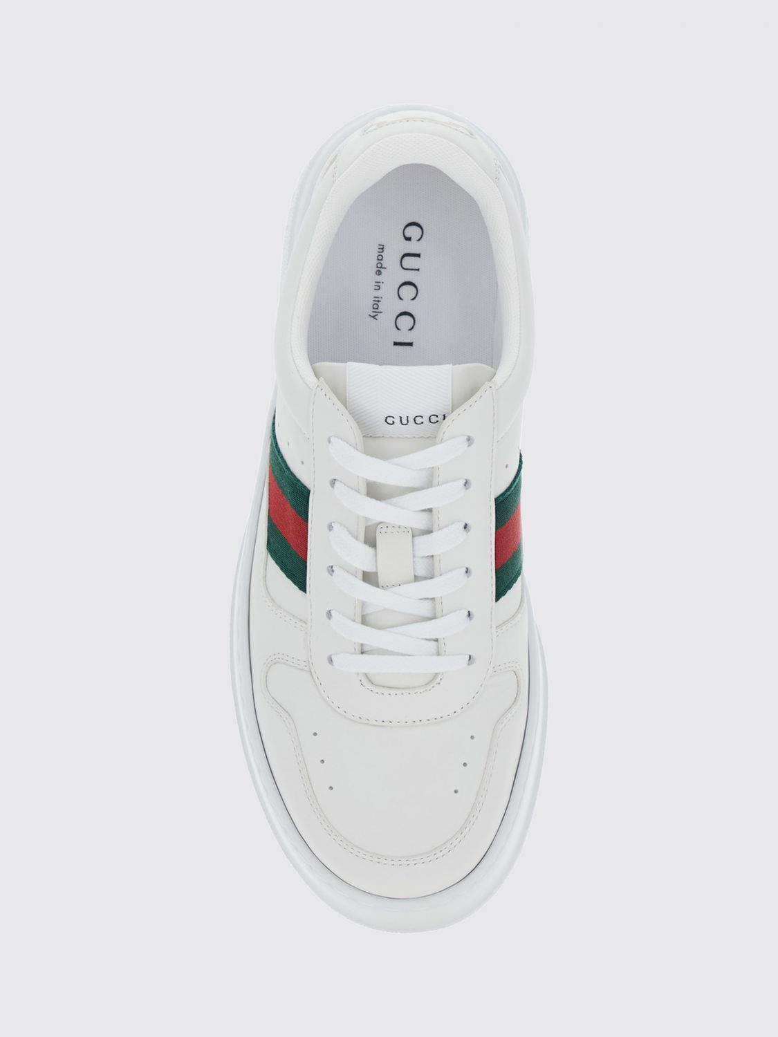 Gucci Men Low-Top Gucci Platform Sneakers In Leather With Web Stripe GUCCI