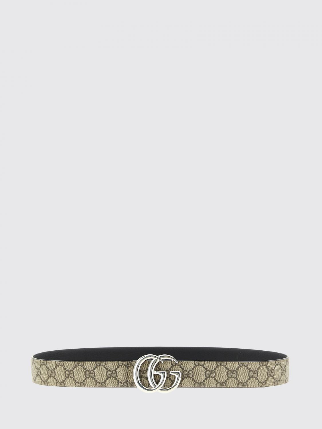 Gucci Men Gucci Gg Marmont Reversible Belt In Gg Supreme Fabric And Leather With Monogram Buckle GUCCI