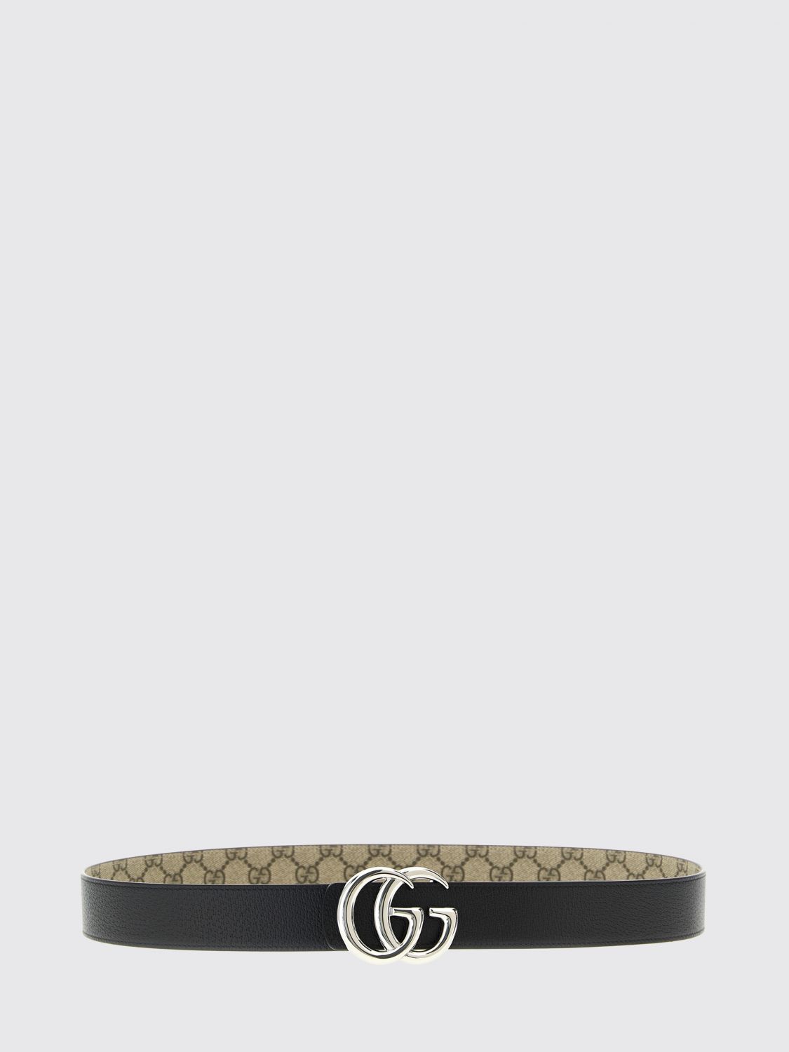 Gucci Men Gucci Gg Marmont Reversible Belt In Gg Supreme Fabric And Leather With Monogram Buckle GUCCI