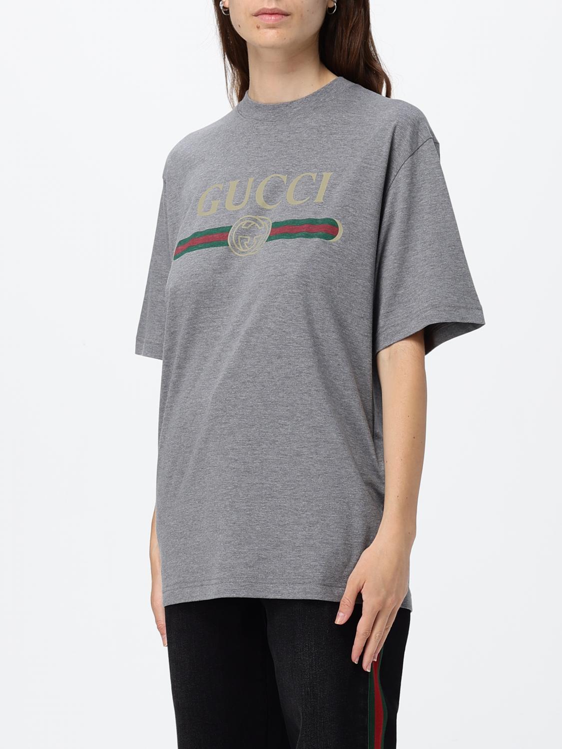 Gucci Women Cotton T-Shirt Gucci With Web Logo And Dropped Shoulders GUCCI