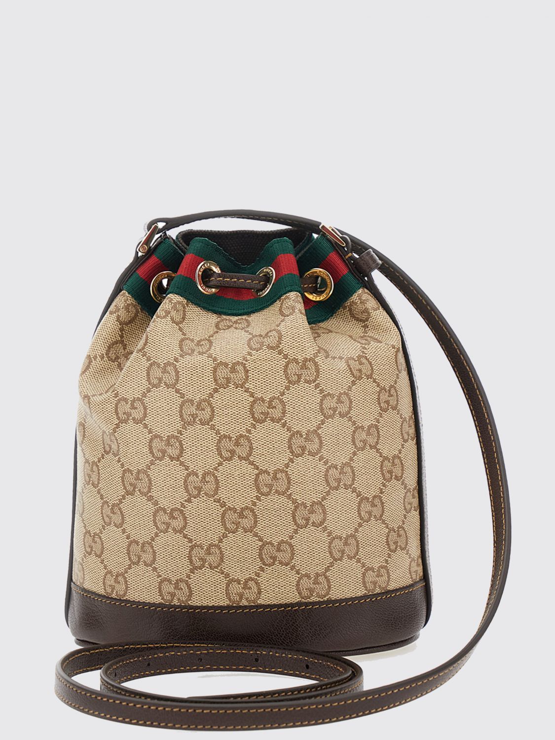 Gucci Women Gucci Mini Bucket Bag In Gg Monogram Fabric With Drawstring Closure GUCCI