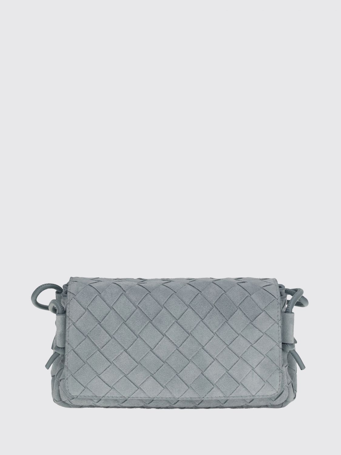 Bottega Veneta Women Bottega Veneta Notturno Intrecciato Suede Calfskin Shoulder Bag With Knotted Strap BOTTEGA VENETA