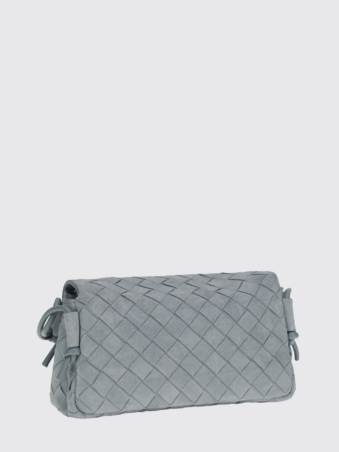 Bottega Veneta Women Bottega Veneta Notturno Intrecciato Suede Calfskin Shoulder Bag With Knotted Strap BOTTEGA VENETA