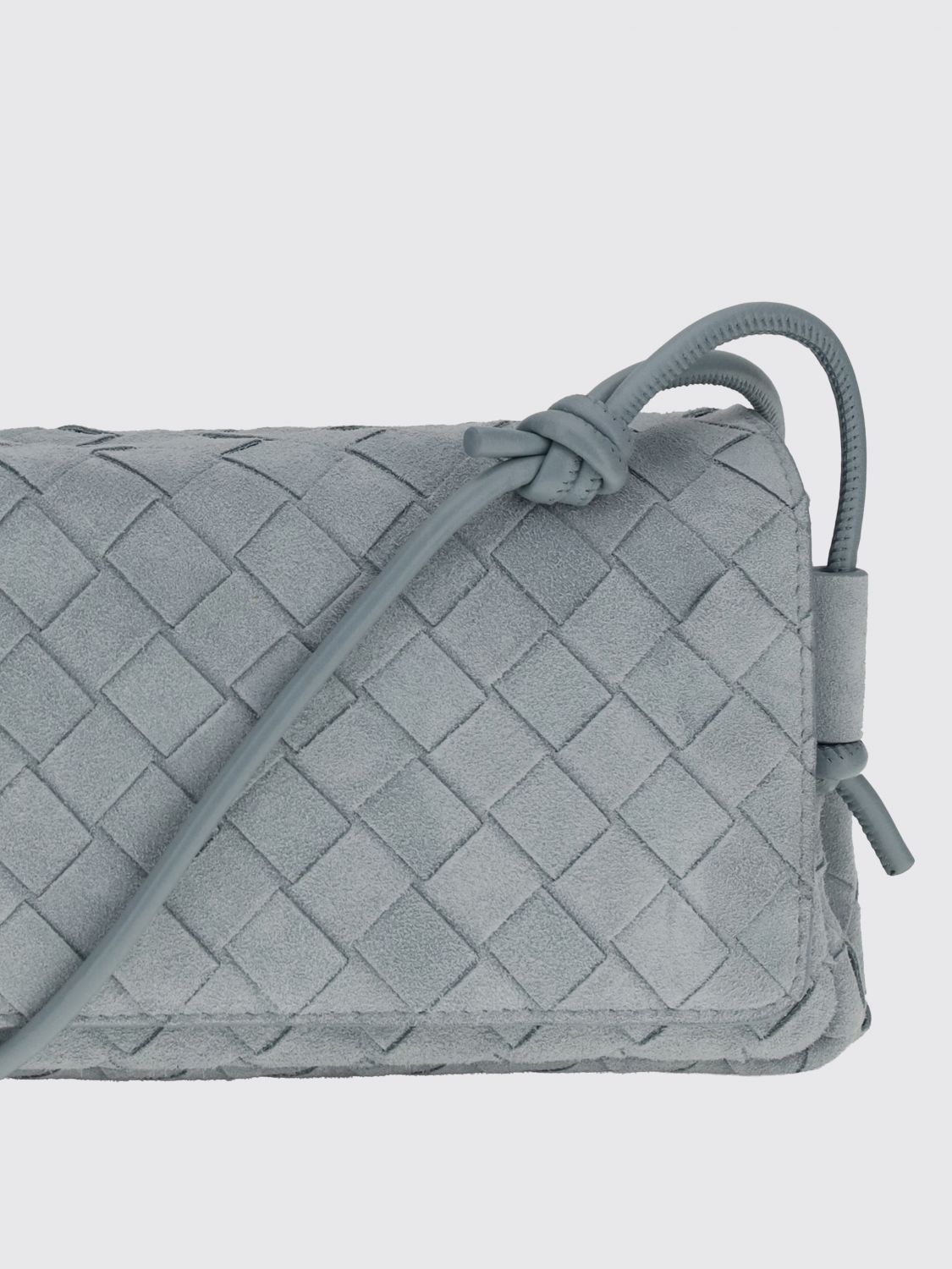 Bottega Veneta Women Bottega Veneta Notturno Intrecciato Suede Calfskin Shoulder Bag With Knotted Strap BOTTEGA VENETA