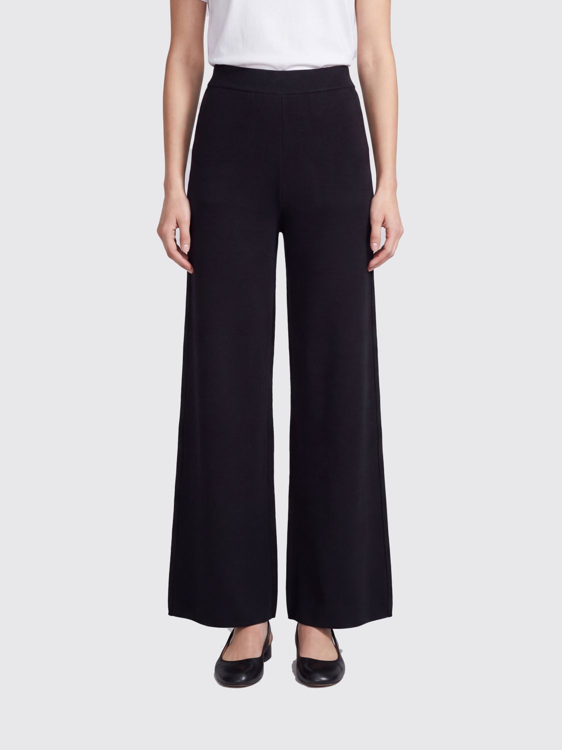 High-Waisted Wide Leg Knit Wool Trousers Max Mara MAX MARA