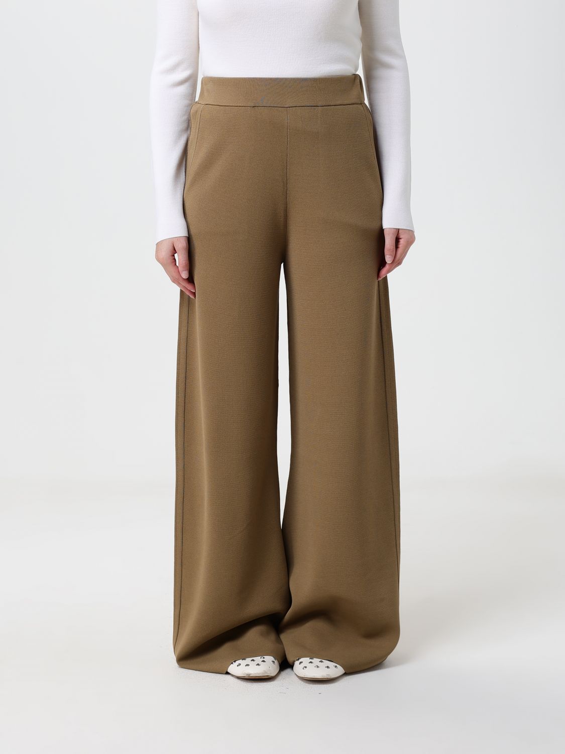 Max Mara Women High-Waisted Wide Leg Knit Wool Trousers Max Mara MAX MARA