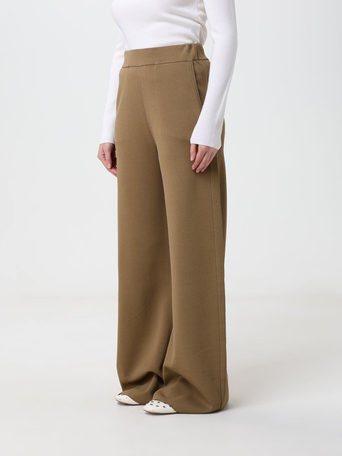 Max Mara Women High-Waisted Wide Leg Knit Wool Trousers Max Mara MAX MARA