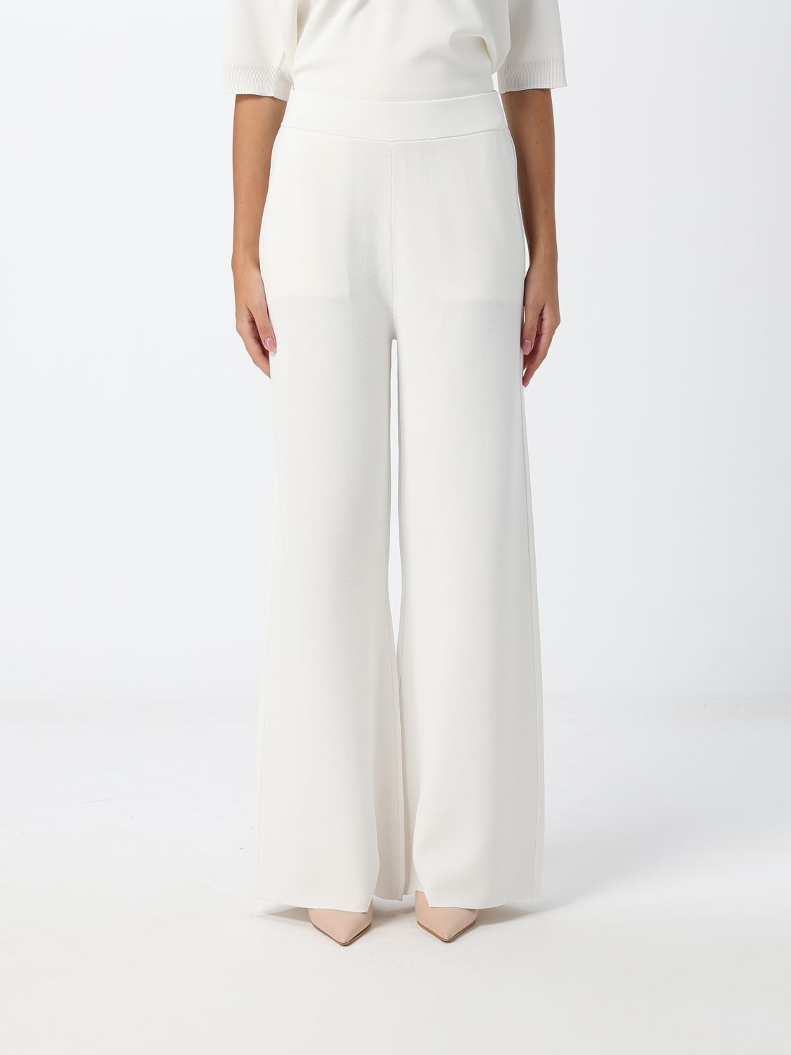 Max Mara Women High-Waisted Wide Leg Knit Wool Trousers Max Mara MAX MARA
