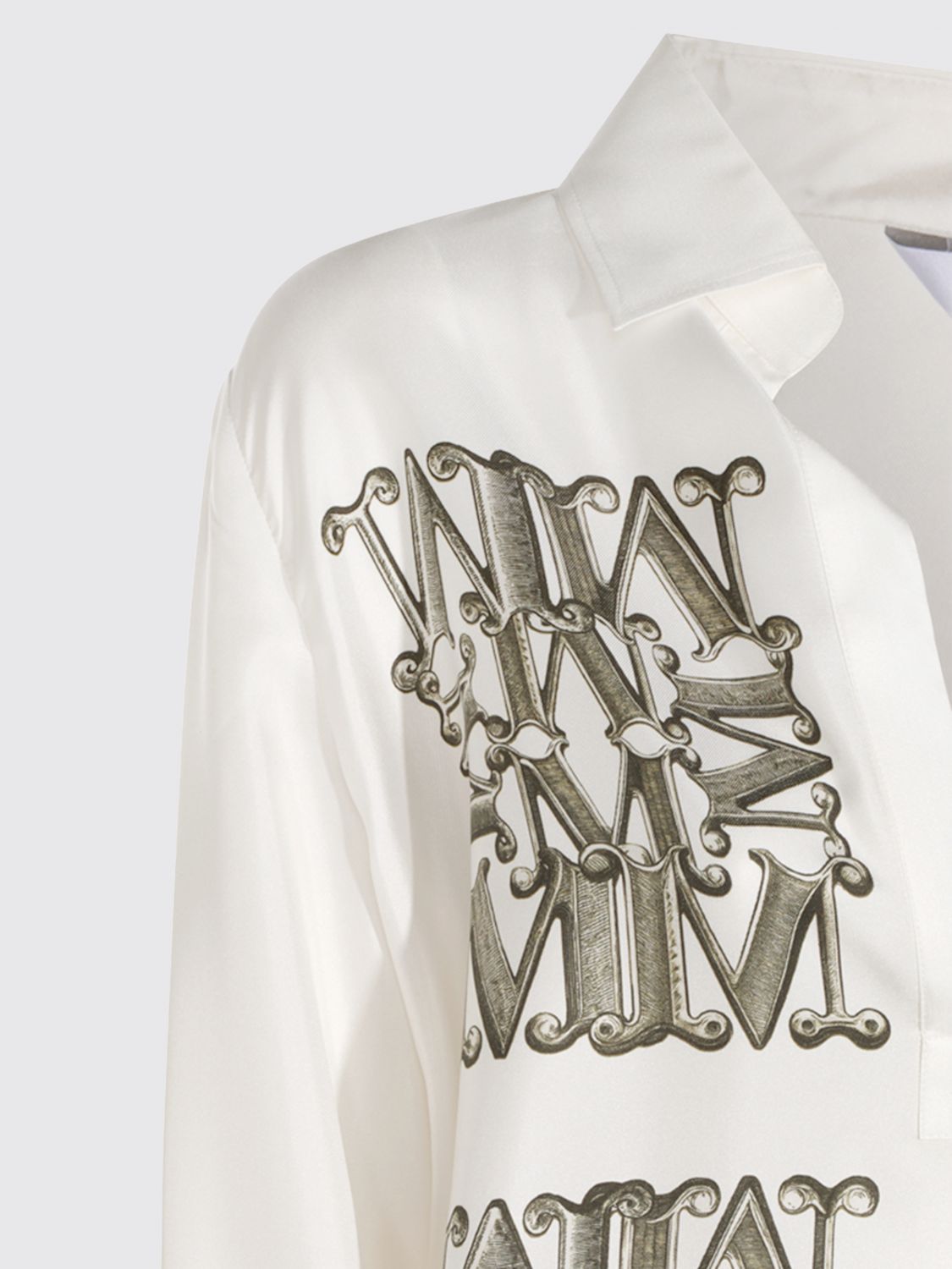 Max Mara Women Max Mara Monogram Print Silk Shirt With Classic Collar MAX MARA
