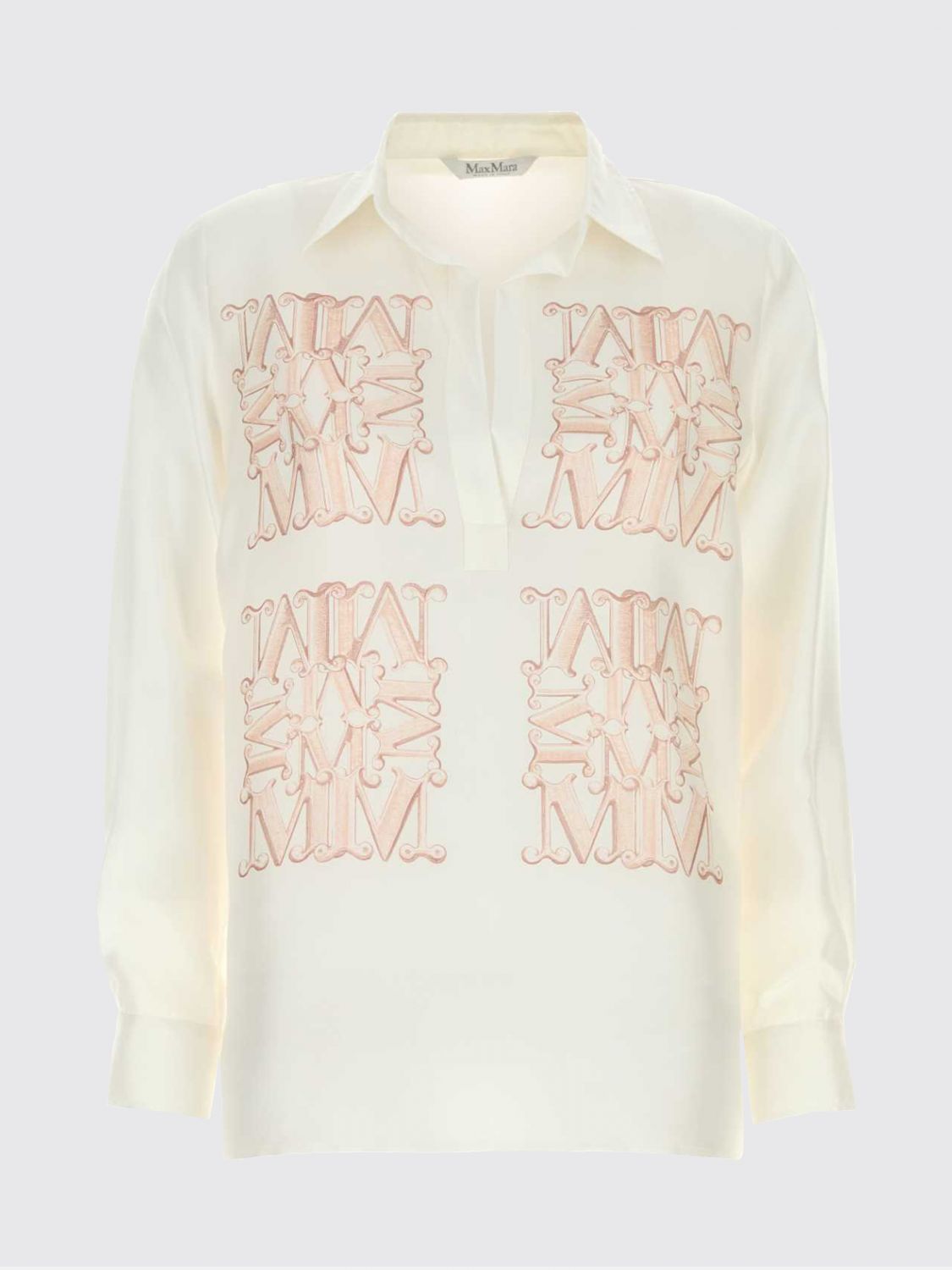 Max Mara Women Max Mara Monogram Print Silk Shirt With Classic Collar MAX MARA
