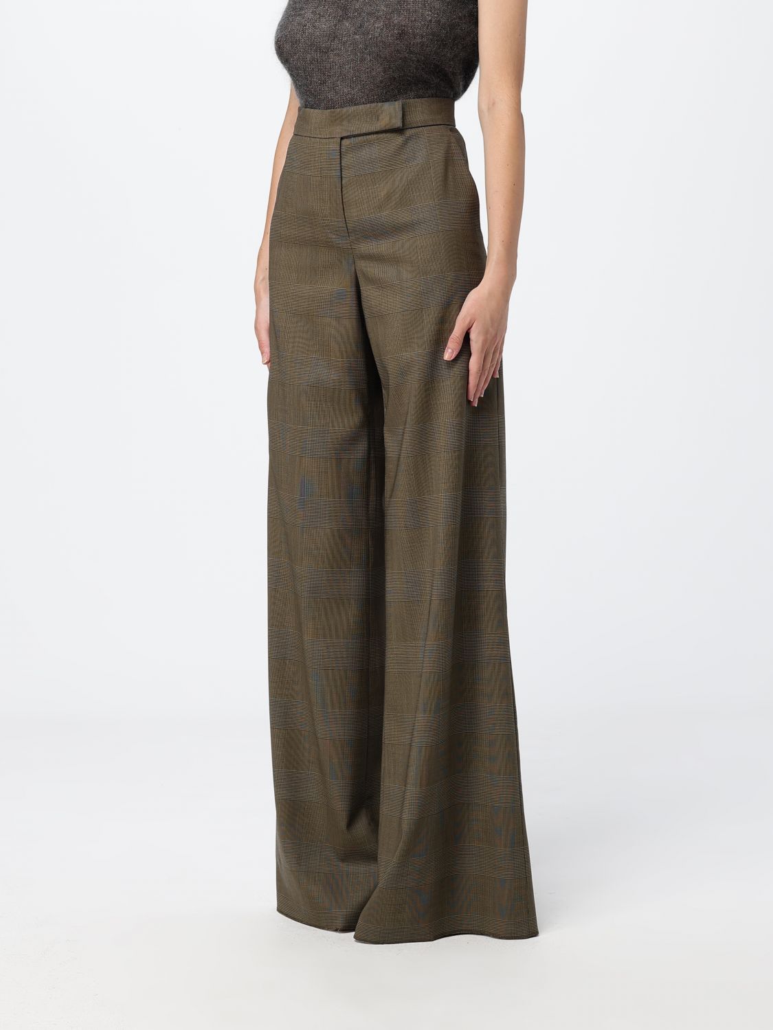 Max Mara Women Prince Of Wales Check Wool Flare Trousers Max Mara MAX MARA