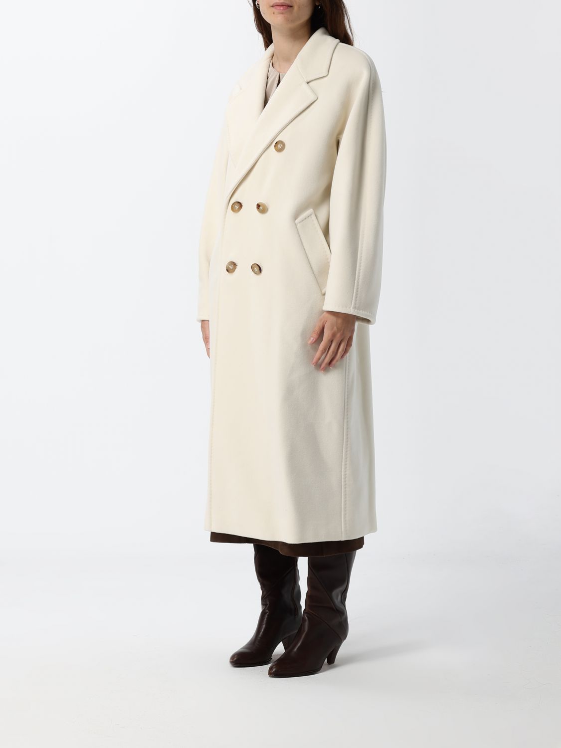 Max Mara Women Madame Double-Breasted Long Wool Coat Max Mara With Belt MAX MARA
