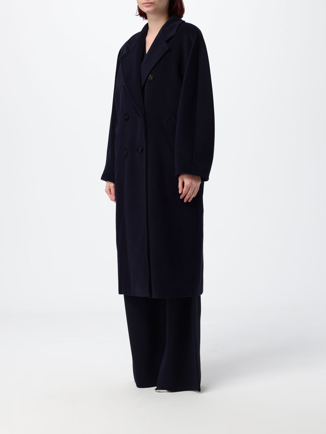 Max Mara Women Madame Double-Breasted Long Wool Coat Max Mara With Belt MAX MARA