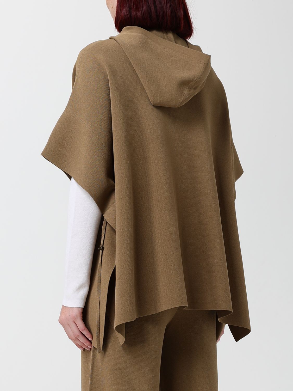 Max Mara Women Hooded Viscose Cape Max Mara With Zip Closure MAX MARA