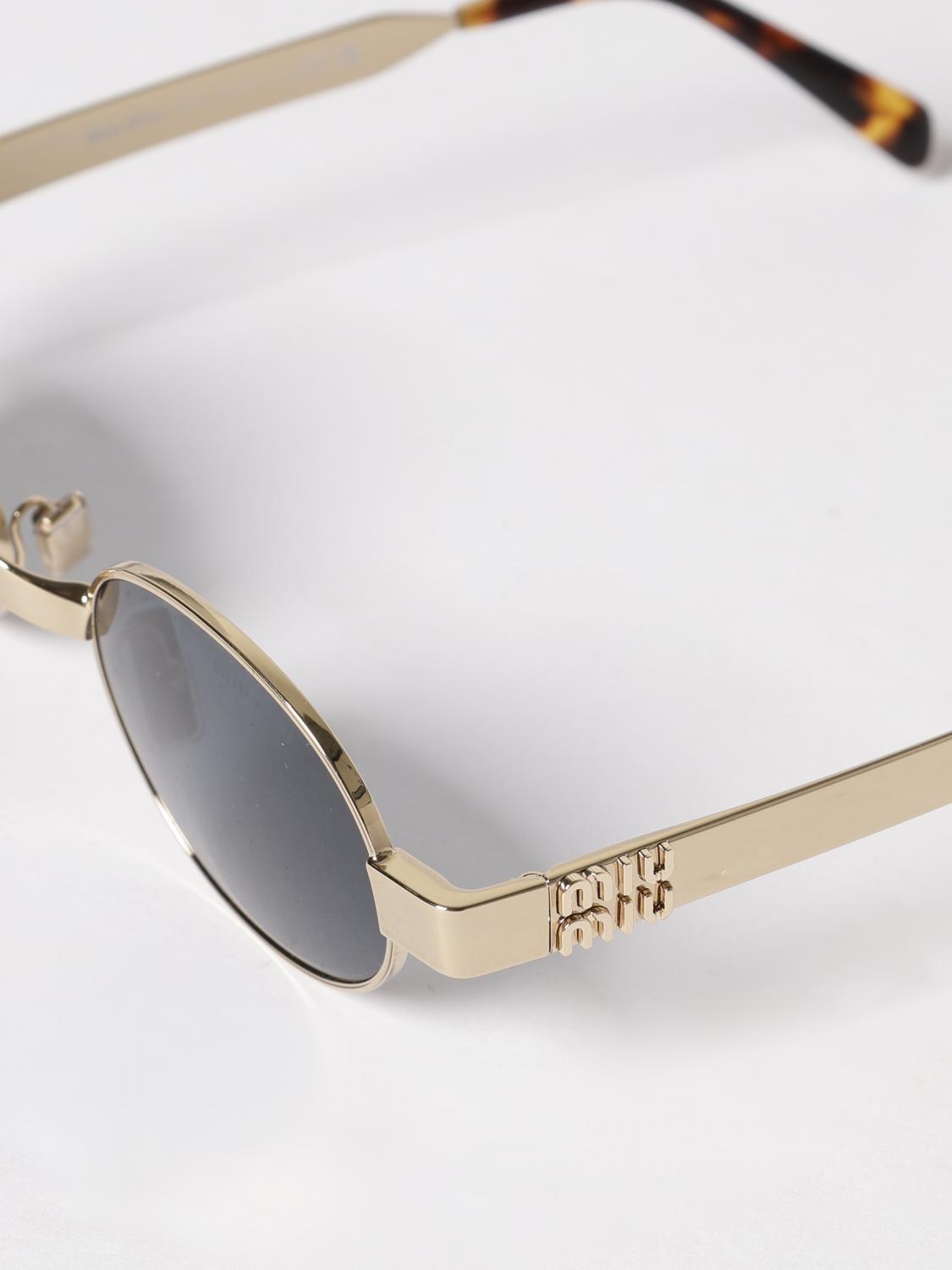 Miu Miu Women Miu Miu Rounded Metal Frame Sunglasses With Impressed Logo MIU MIU