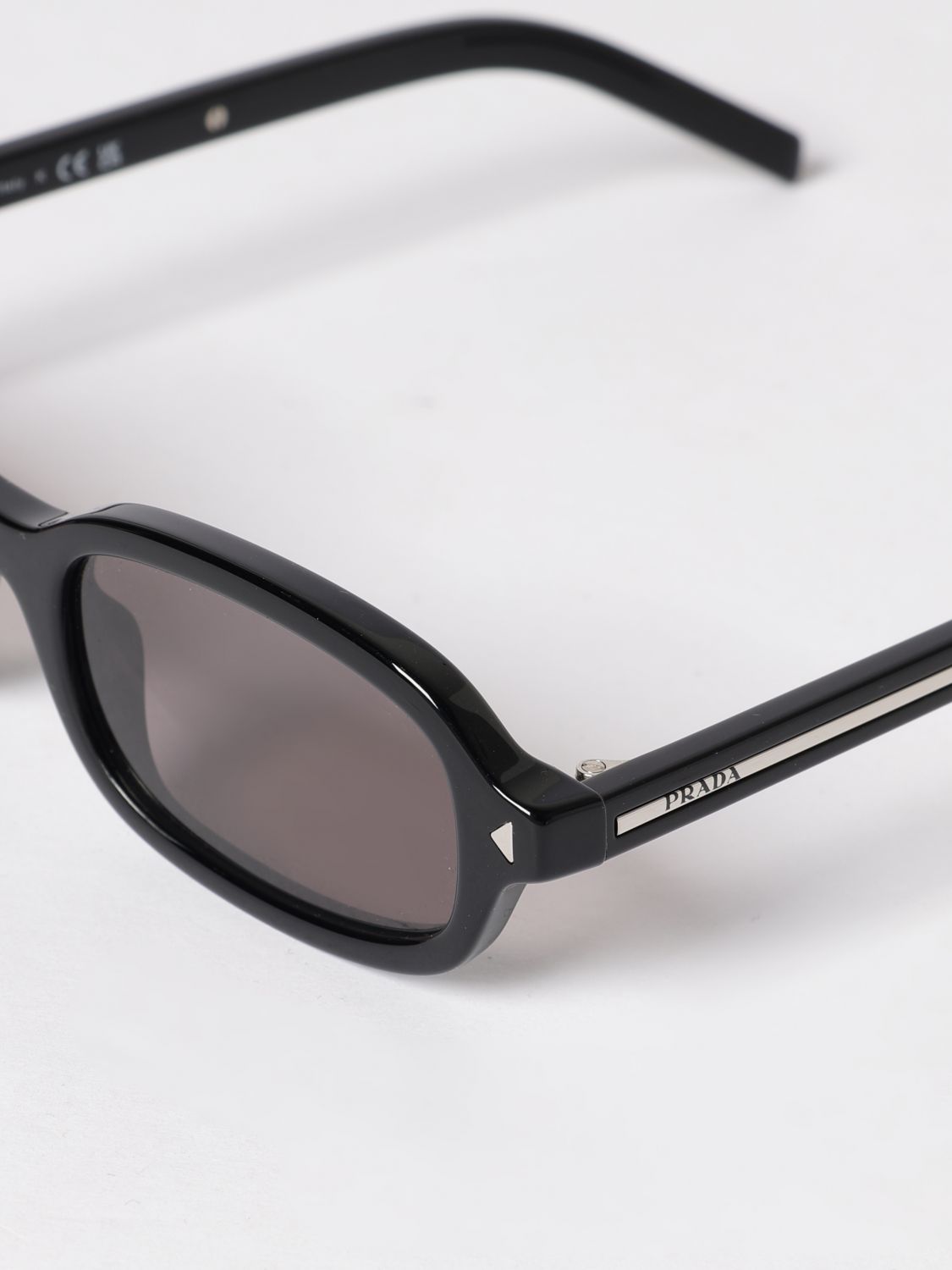 Prada Men Prada Black Acetate Sunglasses With Dark Lenses And Contrast Logo PRADA
