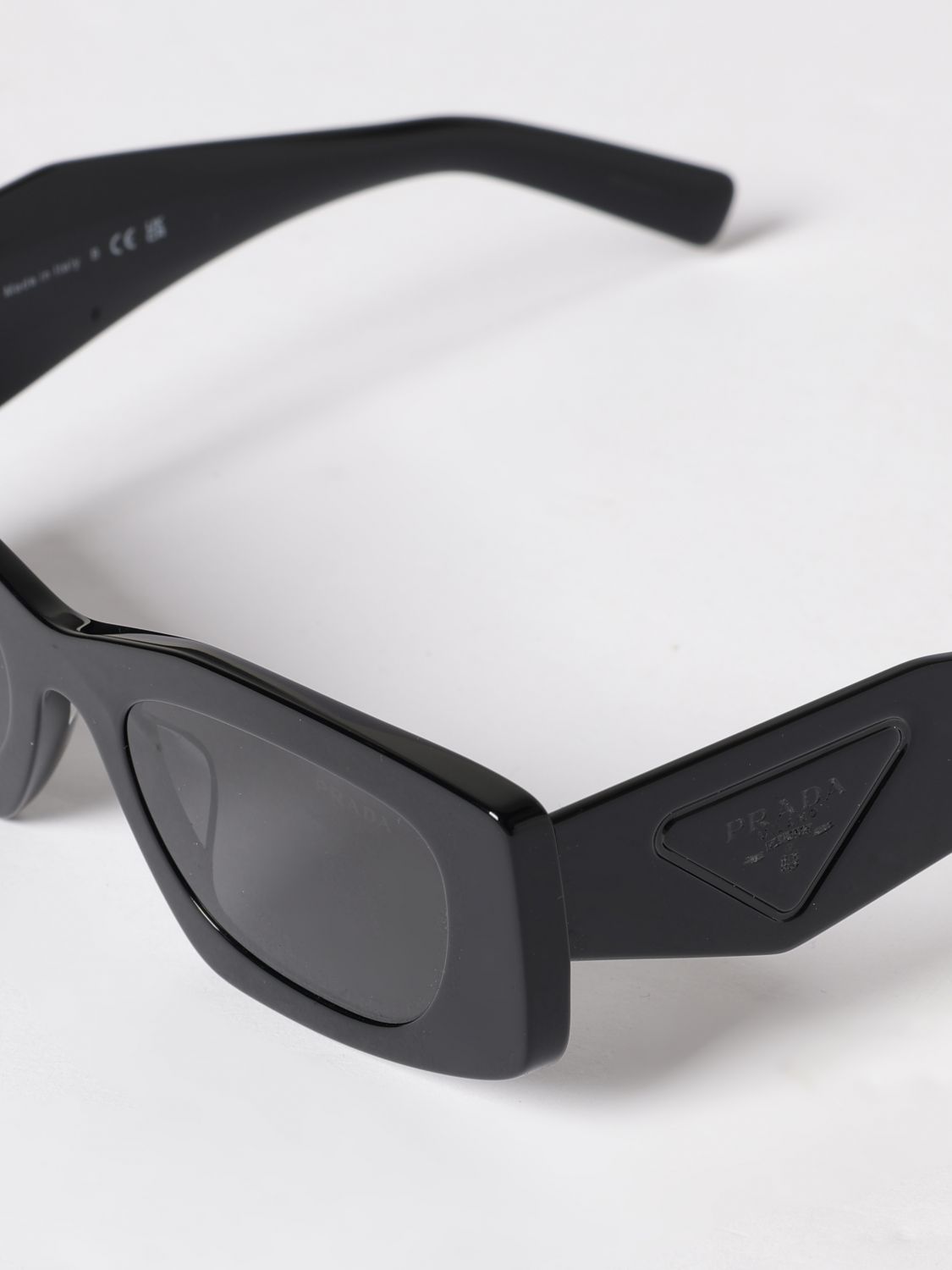 Prada Women Prada Black Acetate Sunglasses With Nylon Lenses And Tone-On-Tone Logo PRADA