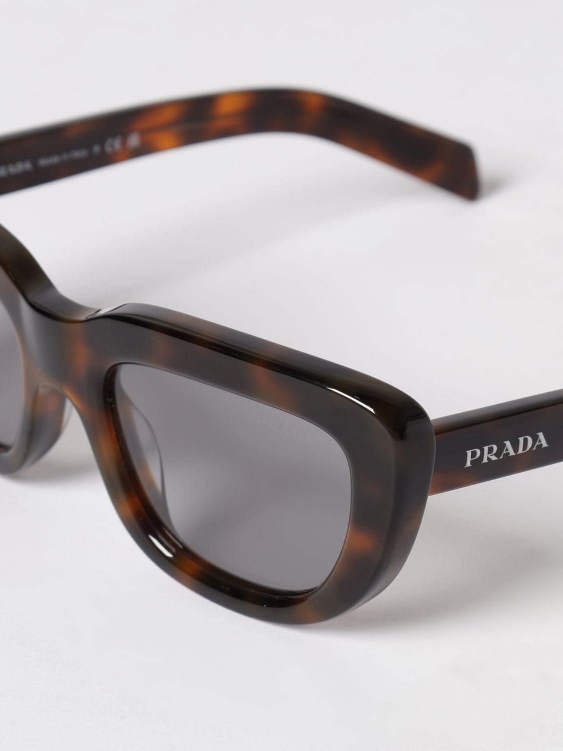 Prada Women Prada Tortoiseshell Acetate Teardrop Sunglasses With Polarized Lenses PRADA