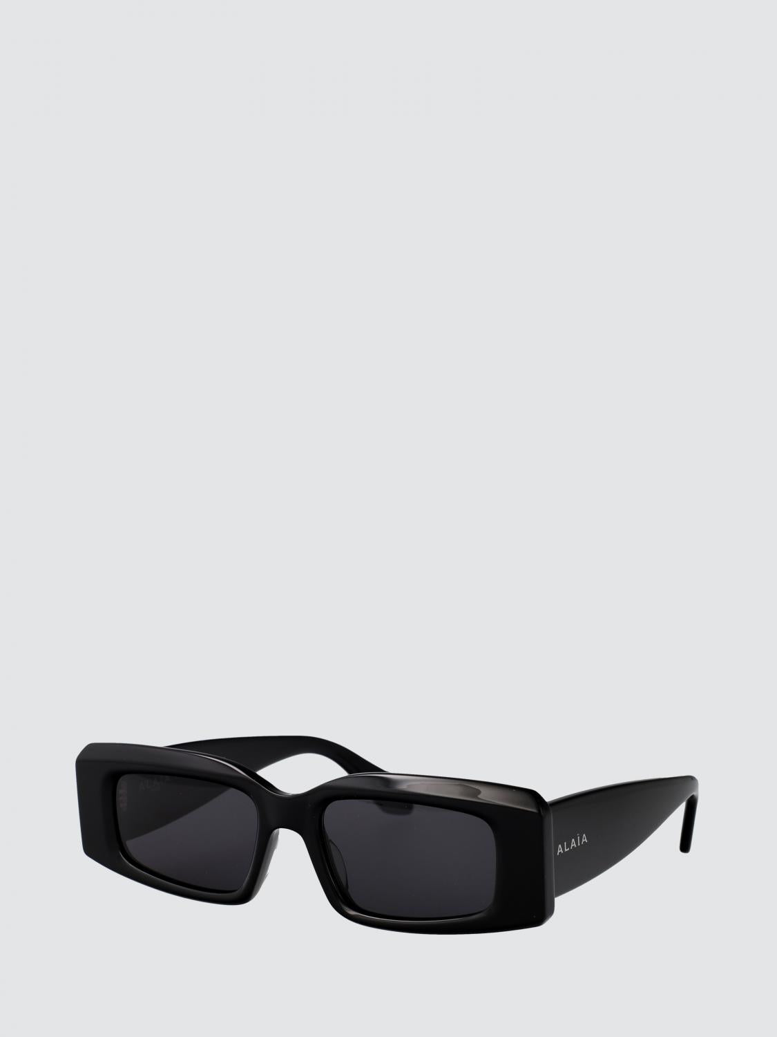 AlaiA Women Alaia Rectangular Black Recycled Acetate Sunglasses ALAIA
