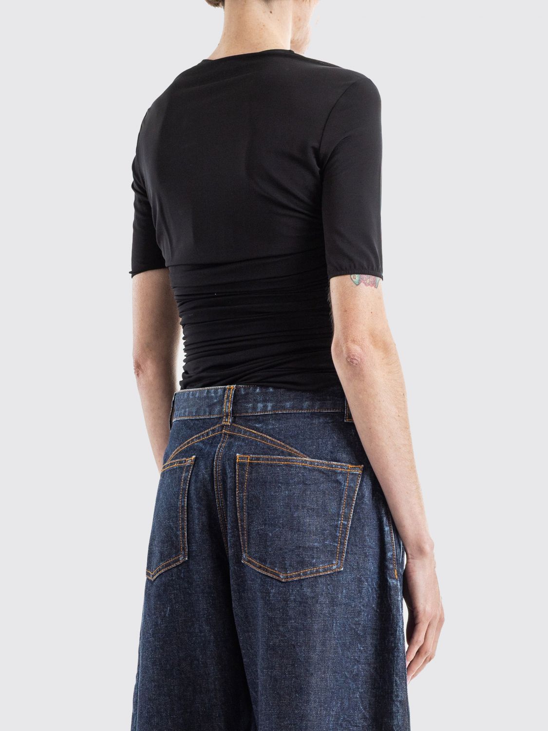 Alai�A Women Slim Fit Ruched T-Shirt Alaia In Stretch Jersey With Crew Neck ALAIA