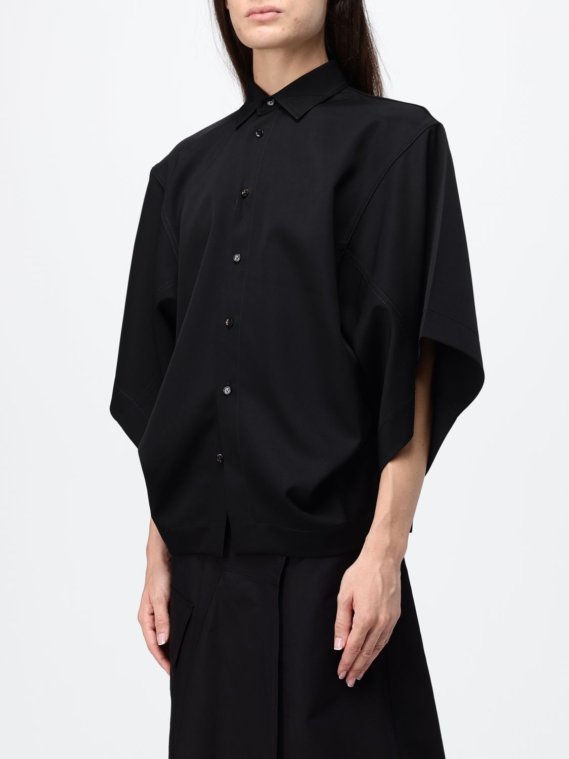 Bottega Veneta Women Bottega Veneta Pure Wool Shirt With Classic Collar BOTTEGA VENETA