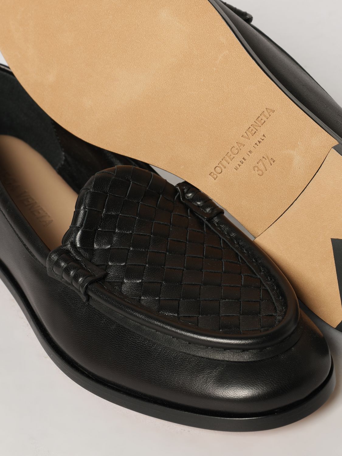 Bottega Veneta Women Bottega Veneta Silenzio Intrecciato Leather Loafers With Low Heel BOTTEGA VENETA