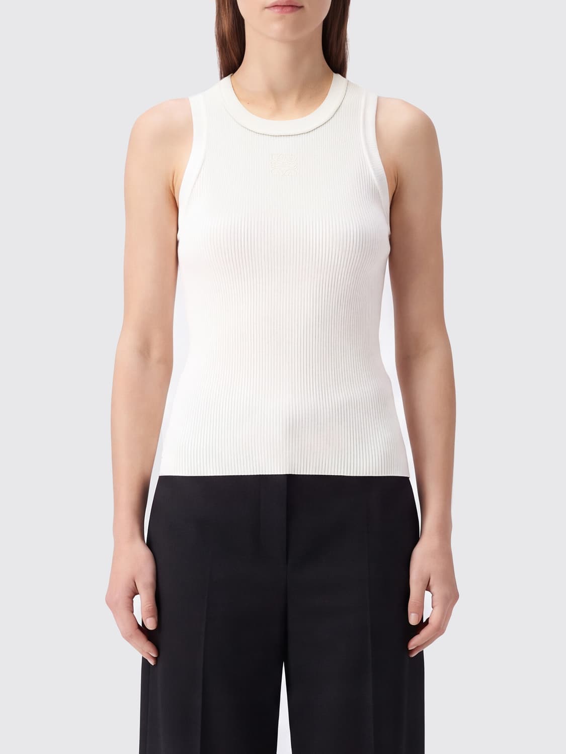 Loewe Women Loewe Slim Fit Sleeveless Monogram Jacquard Stretch-Viscose Top LOEWE