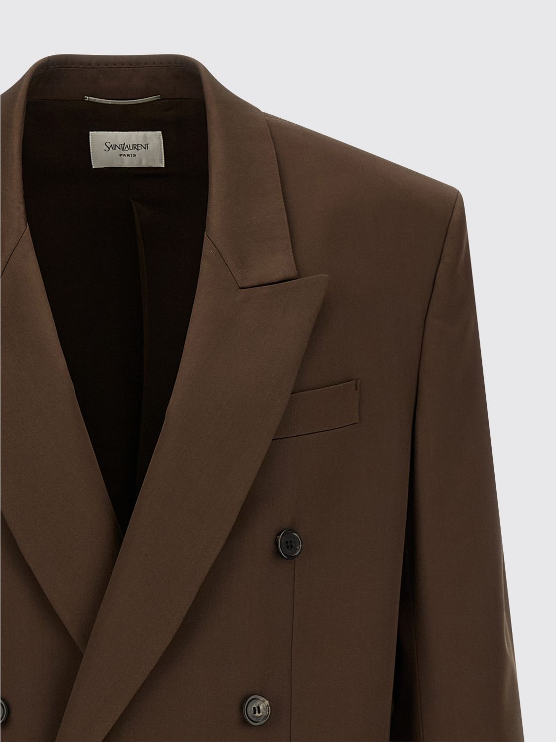 Saint Laurent Men Double-Breasted Peak Lapel Silk Blazer Saint Laurent SAINT LAURENT
