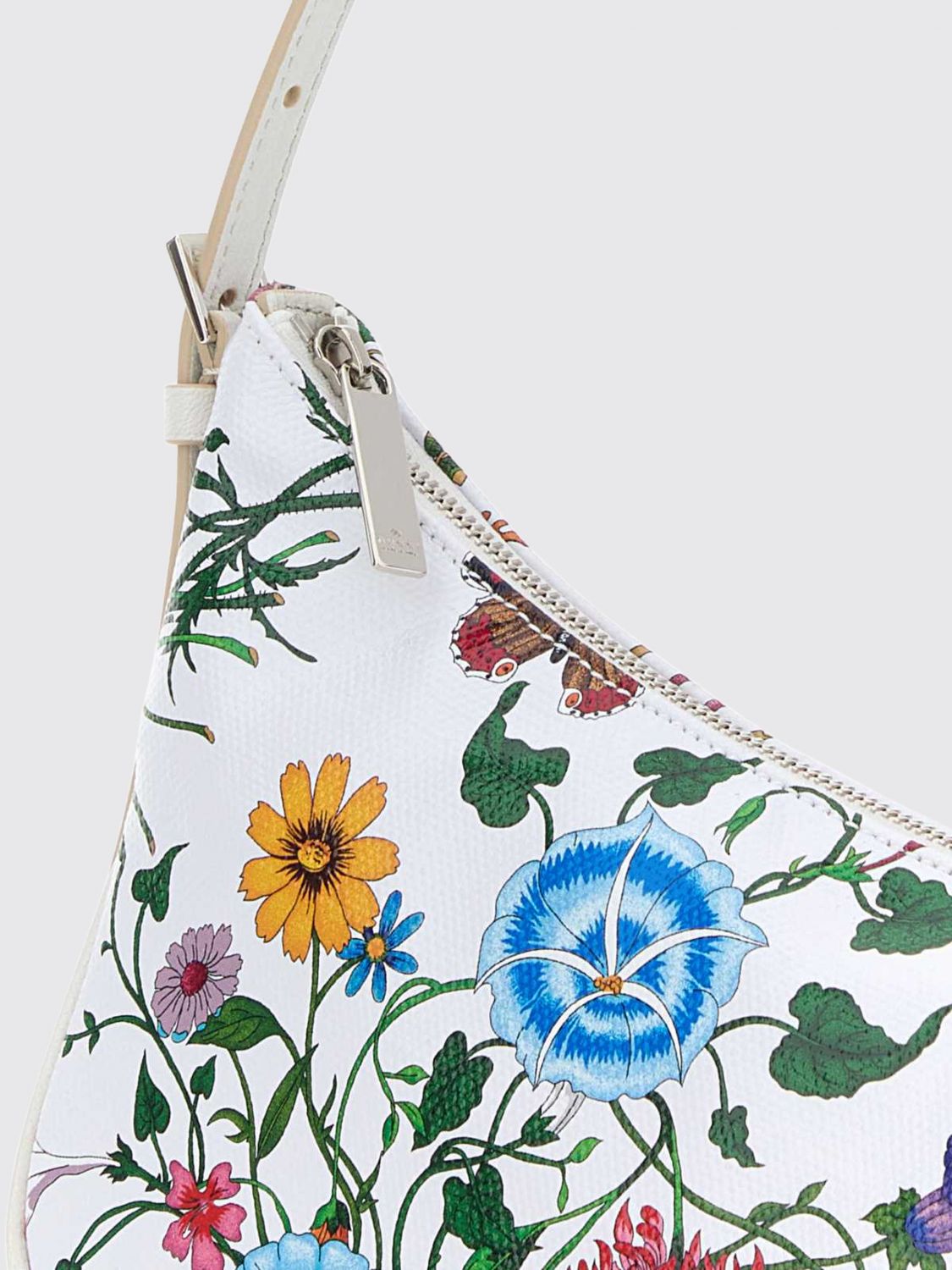 Gucci Women Lady Lunetta Mini Floral-Print Coated Cotton Shoulder Bag Gucci GUCCI