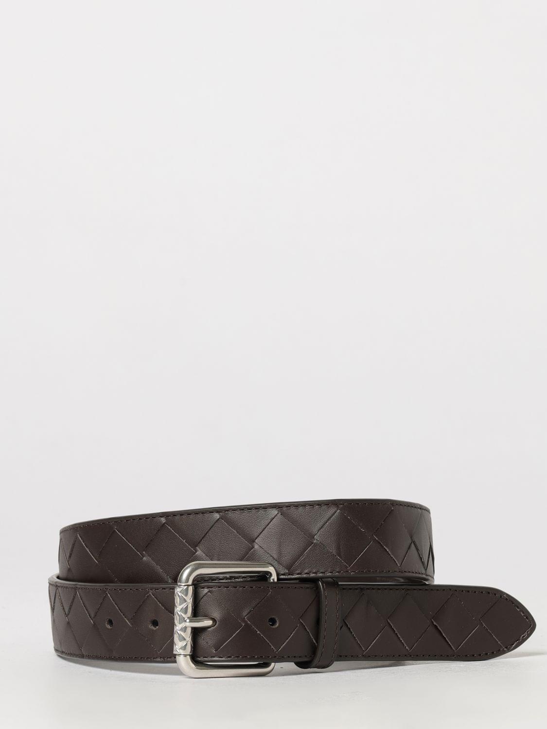 Bottega Veneta Men Intrecciato Woven Calfskin Leather Belt Bottega Veneta BOTTEGA VENETA