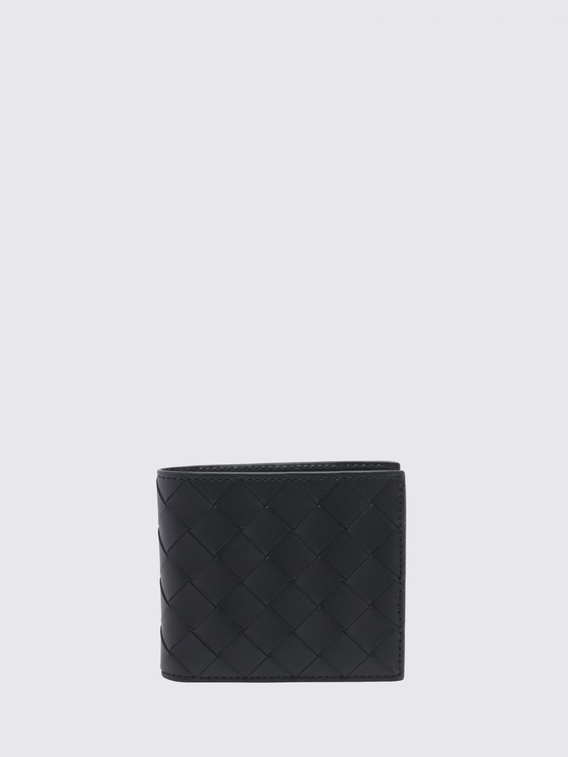 Bottega Veneta Men Bottega Veneta Woven Calfskin Bifold Wallet With Coin Pocket BOTTEGA VENETA