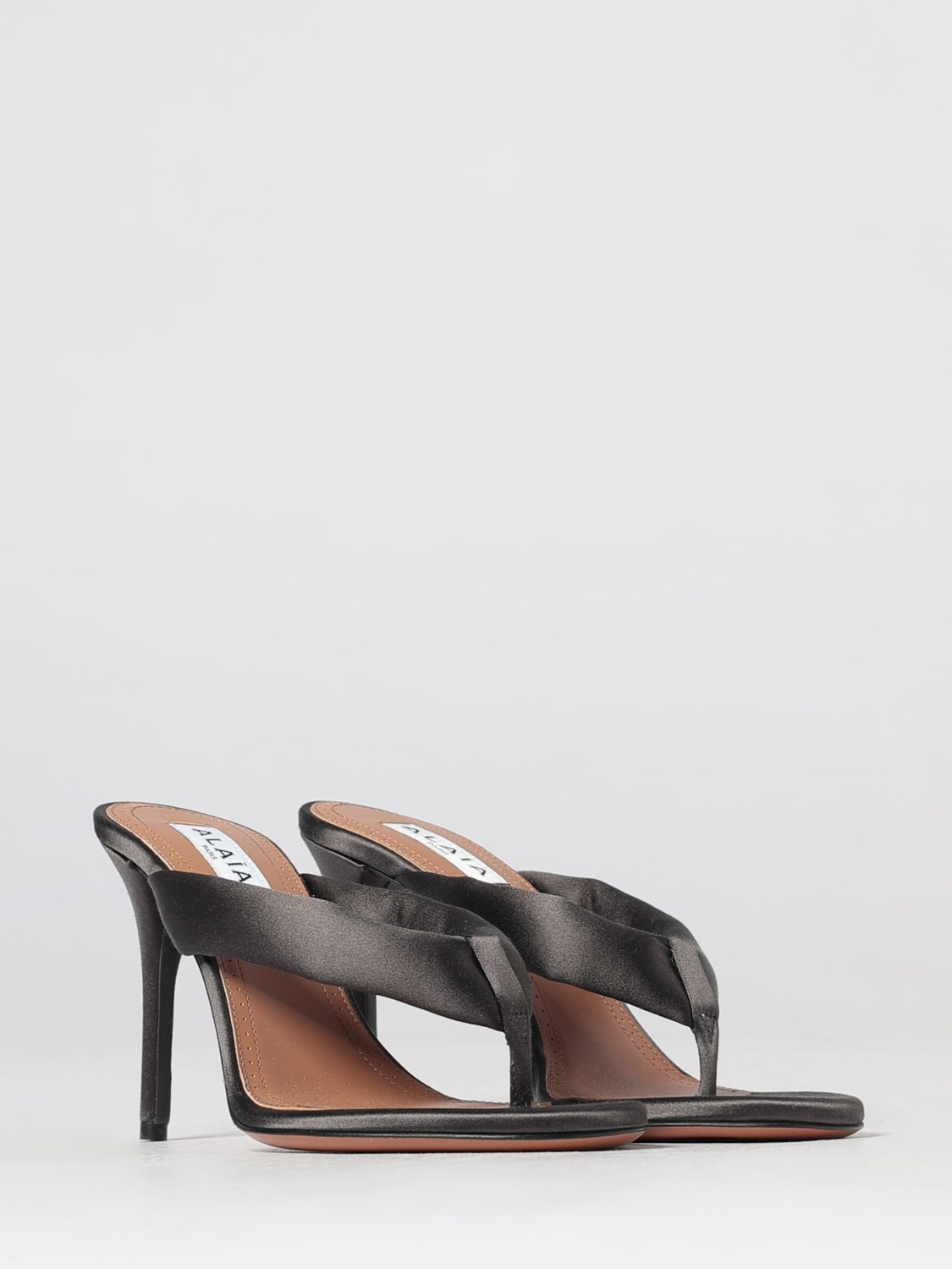 AlaiA Women Alaia Satin Thong Mule Sandals With An Open Toe And High Stiletto Heel ALAIA