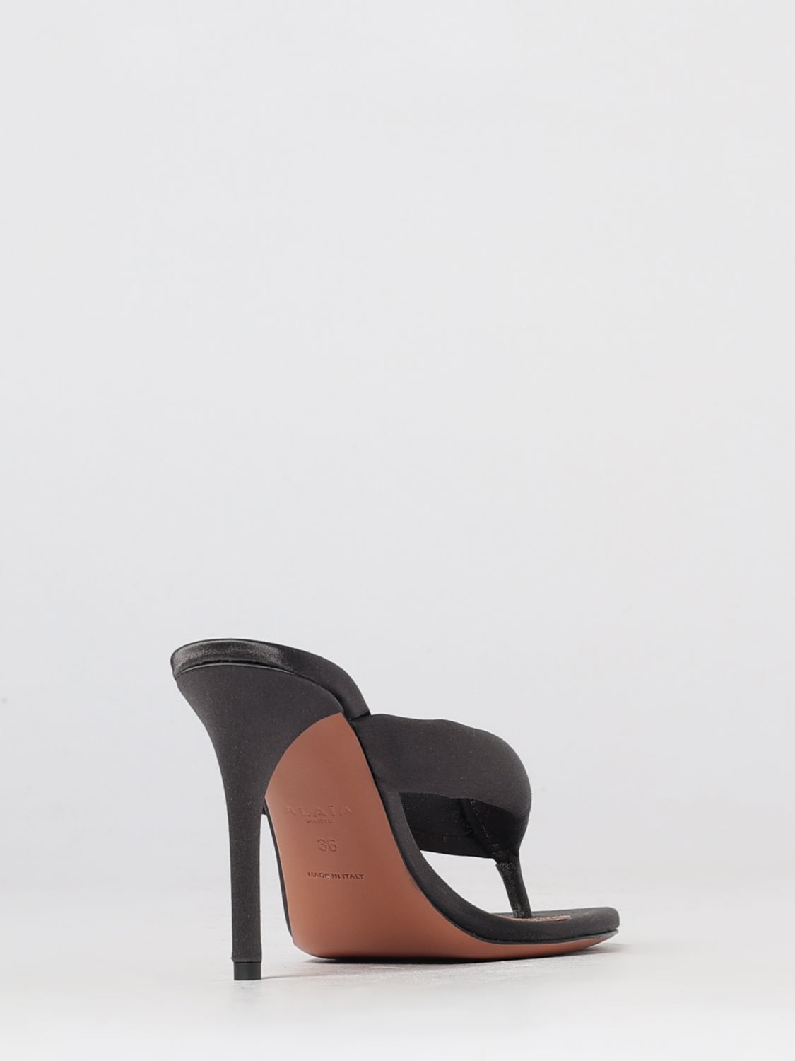 AlaiA Women Alaia Satin Thong Mule Sandals With An Open Toe And High Stiletto Heel ALAIA