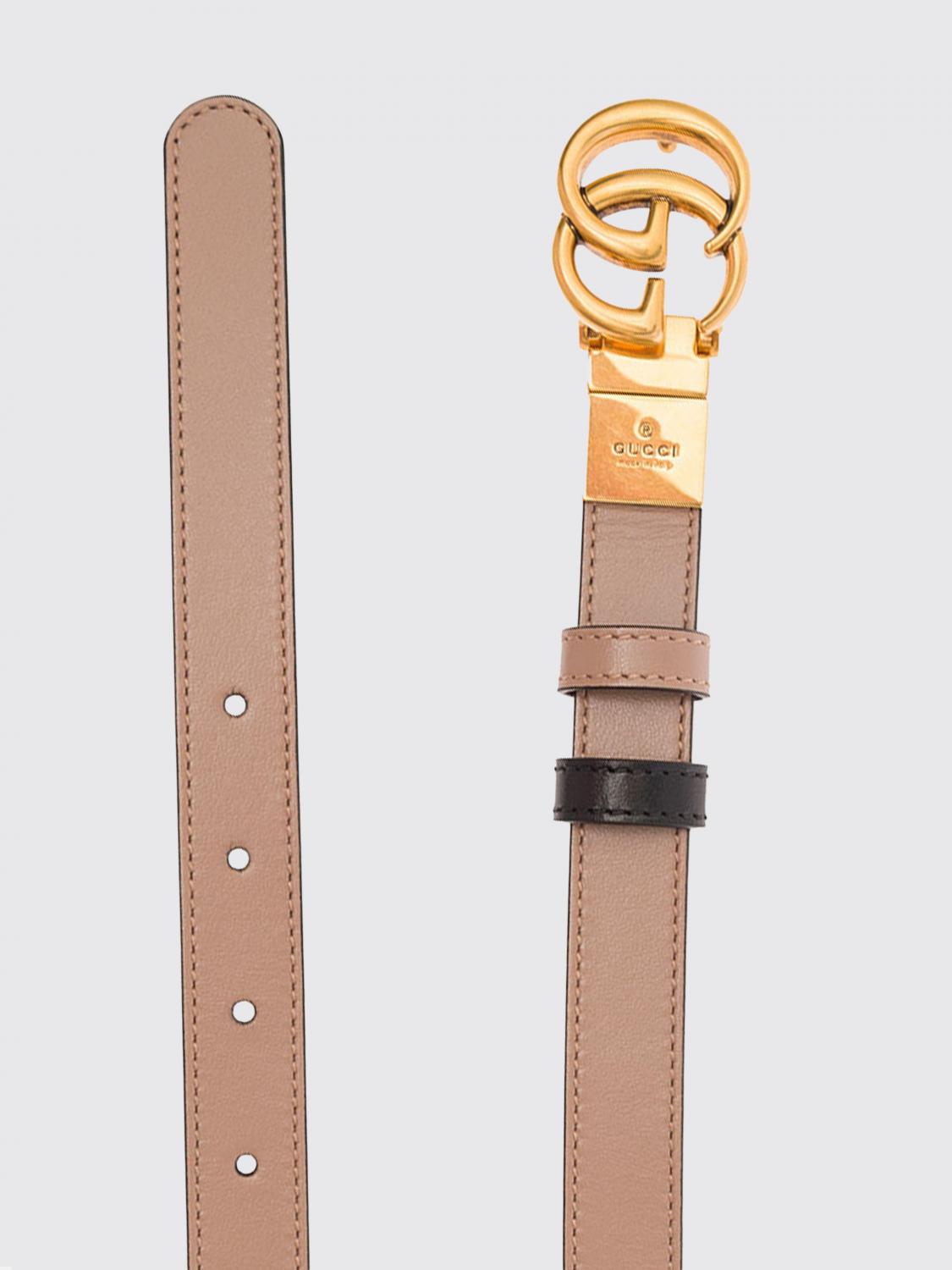 Gucci Women Gg Marmont Reversible Calfskin Leather Belt Gucci With Double G Buckle GUCCI