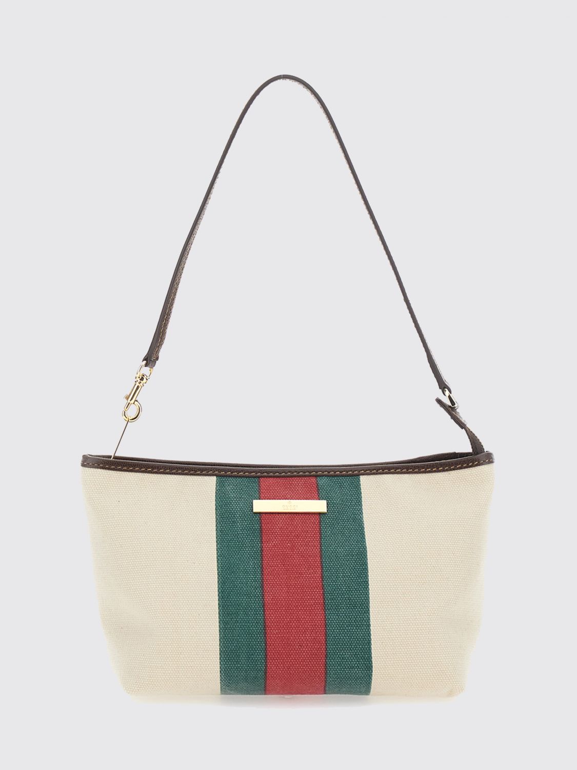 Gucci Women Mini Shoulder Bag Gucci In Cotton Canvas With Web Stripe And Leather Handle GUCCI