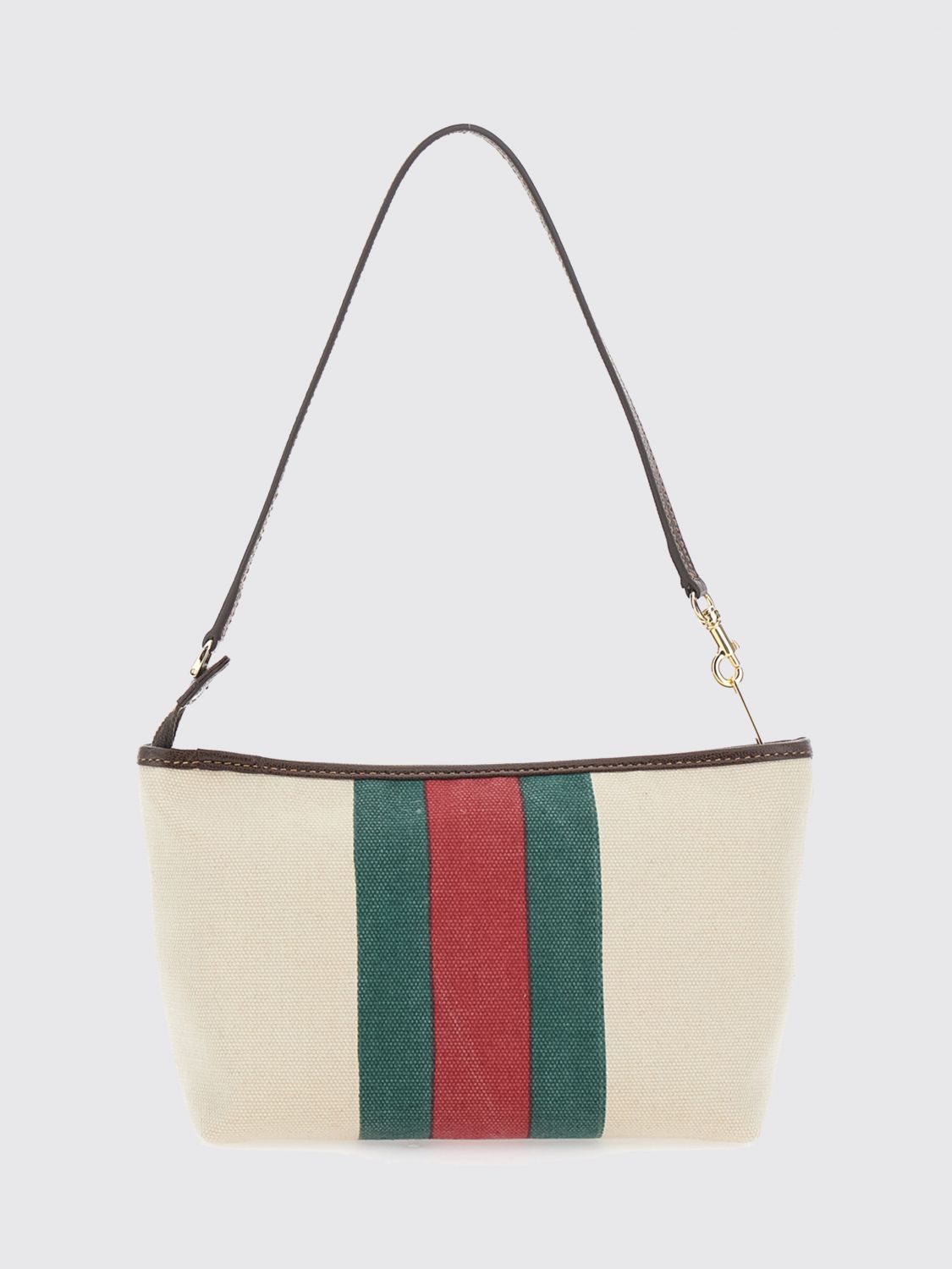 Gucci Women Mini Shoulder Bag Gucci In Cotton Canvas With Web Stripe And Leather Handle GUCCI